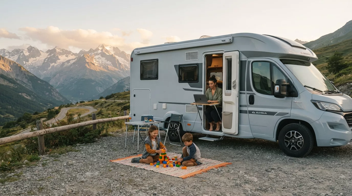 Lavorare da camper con bambini: organizzazione della giornata